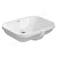 DURAVIT D-Code Umyvadlo zápustné 560x400 mm, s přepadem, bez otvoru pro baterii, bílá 0338560000