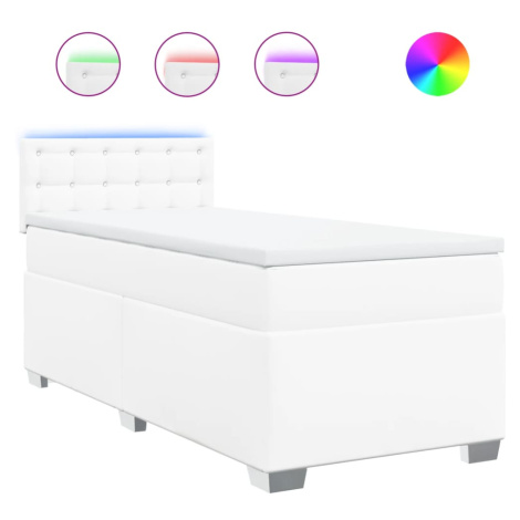 vidaXL Box spring postel s matrací bílá 90x200 cm umělá kůže
