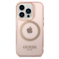 Guess Translucent MagSafe kryt iPhone 14 Pro Max růžový