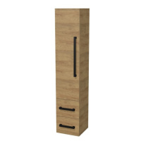 Koupelnová skříňka vysoká s černou úchytkou SAT Cube Way 35x163x33 cm dub Hickory mat CUBE3CV35D