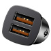Baseus Square Metal duální adaptér do automobilu USB 30W QC3.0 SCP AFC, černá