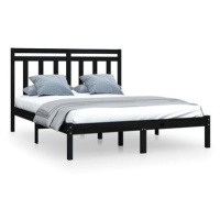 Rám postele černý masivní dřevo 120 × 200 cm, 3105249