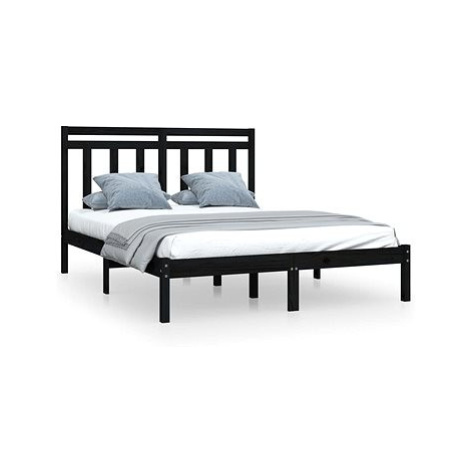 Rám postele černý masivní dřevo 120 × 200 cm, 3105249 SHUMEE