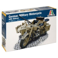 Italeri Model Kit military 7403 German Military Motorcycle with Sidecar 1:9