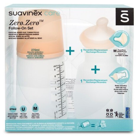 SUAVINEX - ANTIKOLIKOVÁ LÁHVIČKA ZERO ZERO 270 ml M - SADA