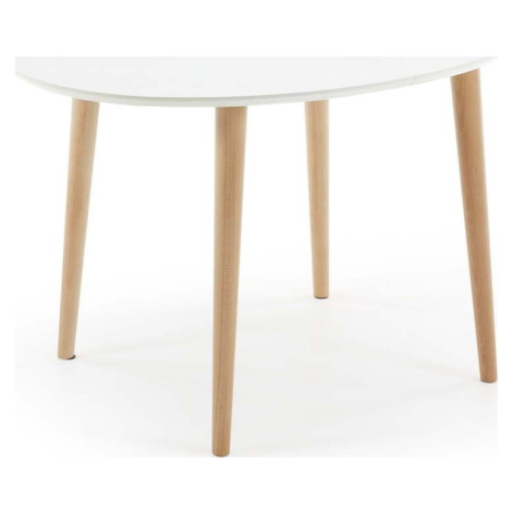 Bílý rozkládací jídelní stůl s bílou deskou 90x120 cm Oqui – Kave Home