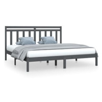 Rám postele šedý masivní dřevo 180 × 200 cm Super King, 3105267