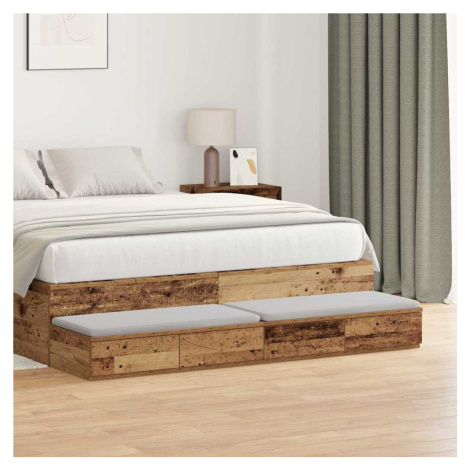 vidaXL Zásuvky pod postel se zásuvkou Staré dřevo 150 x 36,5 x 16,5 cm