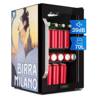 Klarstein Beersafe 70, Birra Milano Edition, chladnička, 70 litrů, 3 police, panoramatické sklen