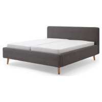 Šedá čalouněná dvoulůžková postel s úložným prostorem s roštem 160x200 cm Mattis Cord – Meise Mö