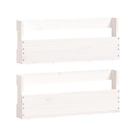 Nástěnné botníky 2 ks bílé 59 × 9 × 23 cm masivní akáciové dřevo SHUMEE