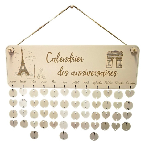 Dřevěný rodinný kalendář na zeď (FR) 2 60cm