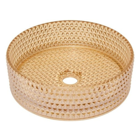 Umyvadlo na desku SAT Purity 36x36 cm jantarová bez otvoru pro baterii, bez přepadu SATGLA3636A