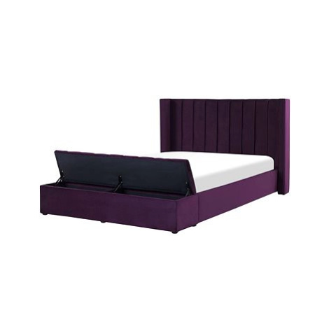 BELIANI postel s lavičkou NOYERS 140 × 200 cm, sametová, fialová