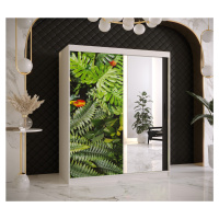Šatní skříň Abi Paproc 2 Barva korpusu: Bílá, Rozměry: 150 cm, Dveře: Paproc - kapradina + zrcad
