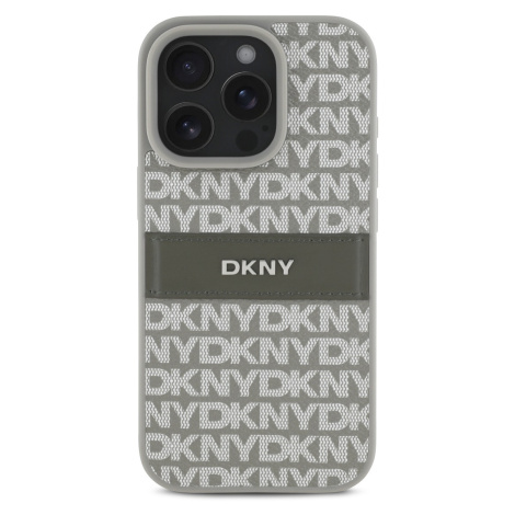 Zadní kryt DKNY PU Leather Repeat Pattern Tonal Stripe pro Apple iPhone 16 Pro, béžová