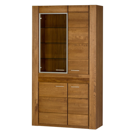 Szynaka Vitrína Velvet II 12 110 cm z masivu s LED osvětlením dub Rustikal