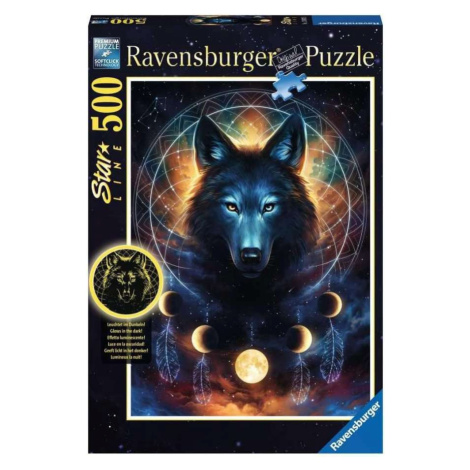 Ravensburger 13970 svítící puzzle měsíční vlk 500 dílků
