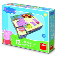 Peppa Pig - Dřevěné kostky 12 ks - Dino