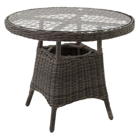 tectake 403640 hliníkový ratanový zahradní stůl se skleněnou deskou 91x73,5 cm - šedá - šedá