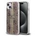 Pouzdro Guess IML 4G Gold Stripe zadní kryt Apple iPhone 15 Brown