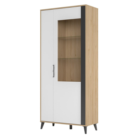 Szynaka Vitrína Moet 12 90 cm ořech americký Jackson/bílý/grafit