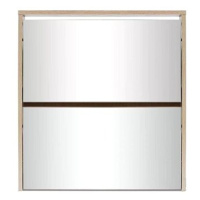 Botník dvoupatrový, zrcadlový, dub 63x17x67 cm