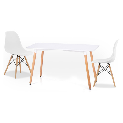Bílý jídelní set 1 + 2, stůl BERGEN 100 + židle YORK OSAKA