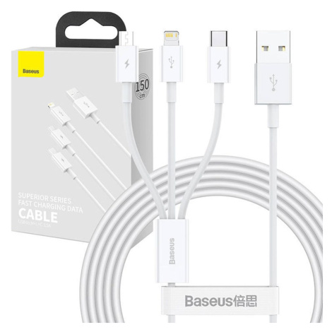 Baseus Kabel USB 3v1 Baseus Superior Series, USB na micro USB / USB-C / Lightning, 3,5 A, 1,2 m 