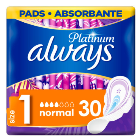 ALWAYS Platinum Normal Velikost 1 Hygienické Vložky S Křidélky 30 ks