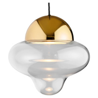 DESIGN BY US Závěsné svítidlo LED Nutty XL, čirá / zlatá barva, Ø 30 cm, sklo