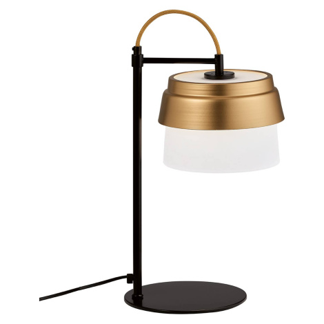 Viokef Morgan stolní lampa, skleněné stínidlo, bílo-zlaté
