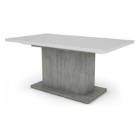 Jídelní stůl Paulo 160x90 cm, bílý/beton, rozkládací