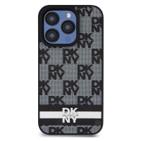 Zadní kryt DKNY PU Leather Checkered Pattern and Stripe pro Apple iPhone 12/12 Pro, černá