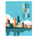 Ilustrace USA travel poster design template. Chicago, teddyandmia, (30 x 40 cm)