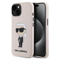 Pouzdro Karl Lagerfeld Liquid Silicone Ikonik NFT iPhone 15 růžové Růžová