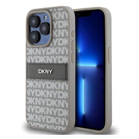 DKNY PU Leather Repeat Pattern Tonal Stripe Zadní Kryt pro iPhone 15 Pro Beige