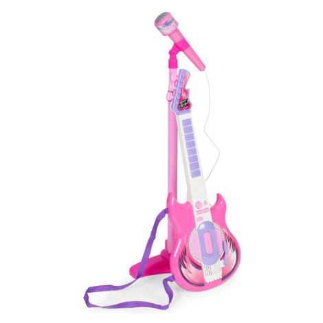 MULTISTORE Dětská elektrická kytara se stojanem a mikrofonem Deciz růžová