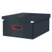 Šedý kartonový úložný box s víkem 48x37x20 cm Click&Store – Leitz