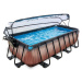 Bazén s krytem a pískovou filtrací Wood pool Exit Toys ocelová konstrukce 400*200*100 cm hnědý o