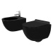 REA/S SET závěsné WC Carlo Mini Black Mat + Bidet Carlo Black KPL-00672