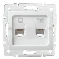 Kanlux 25112 LOGI Zásuvka datová-telefonní RJ45Cat 5e + RJ11 - bílá