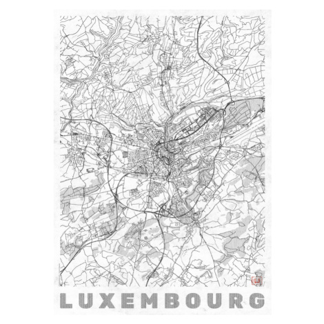 Mapa Luxembourg, Hubert Roguski, (30 x 40 cm)
