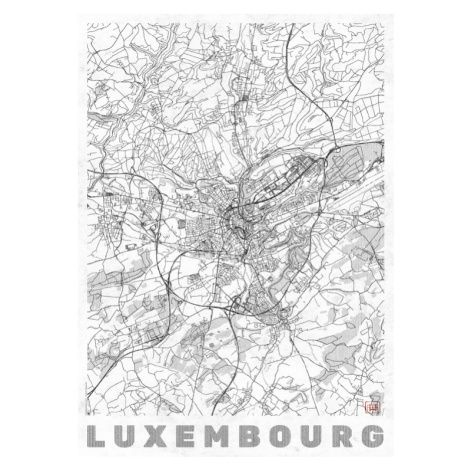 Mapa Luxembourg, Hubert Roguski, 30 × 40 cm