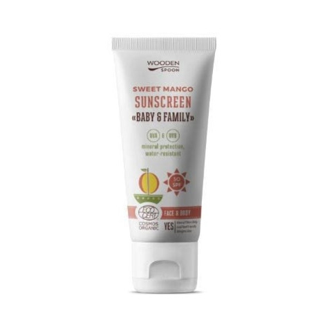 Wooden Spoon Opalovací tělové mléko Baby & Family Mango SPF 50 100 ml