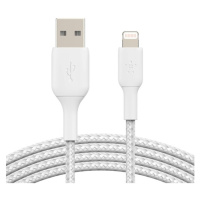 Belkin BOOST Charge Braided Lightning/USB-A odolný kabel, 1m, bílý