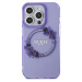 Guess PC/TPU Flowers Ring Glossy Logo MagSafe kryt iPhone 15 Pro fialový
