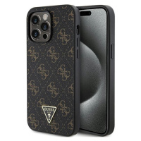 Kovové pouzdro s logem Guess 4G Triangle pro iPhone 15 Pro - černé