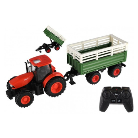 Traktor zetor rc s vlekem 42cm 2,4ghz dobíjecí pack + baterie se zvukem Teddies