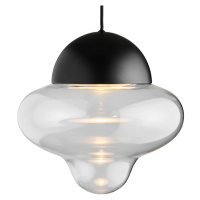 DESIGN BY US Závěsné svítidlo LED Nutty XL, čiré / černé, Ø 30 cm, sklo